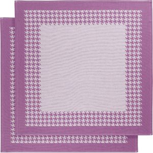 De Witte Lietaer Theedoek Pied de Poule, Fuchsia - 2 stuks - 65 x 65 cm - Katoen