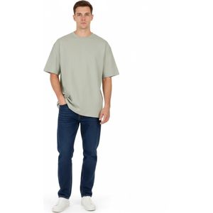 Stiffy Oversized Heren Shirt - Groen - Katoen - T-shirt - Lang - Zwaar