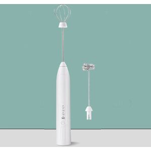 Melkopschuimer - Elektrische melkopschuimer - Draagbare elektrische melkopschuimer - 2-in-1 USB oplaadbare elektrische eierklopper en koffiemixer - Wit