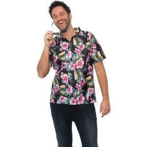 Partychimp Luxe Hawaii Blouse Mannen Carnavalskleding Heren Foute Party Verkleedkleren Volwassenen - Polyester - Zwart - Maat XL