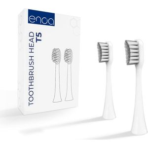 ENOA – Vervangende Opzetborstels voor Sonische Elektrische Tandenborstel T5 & T5+ – 2 Stuks – Middelzachte DuPont Nylon Haren