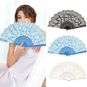 3 Pieces Wedding Fans Chinese Japanese Foldable Wooden Fabric Bag Bamboo Folding Fan Hand Fan Foldable for Decoration Birthday Party