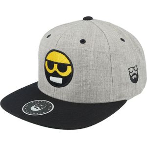 Hatstore- Bearded Smiley Grey/Black Snapback - Bearded Man Cap