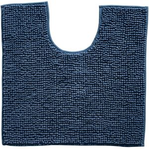 Indiana Fluffy Soft - Effen Badmat met Uitsparing - Soft Touch - Blauw Navy- 50x50 CM