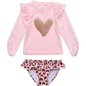 Snapper Rock - UV Zwemset voor baby's en kinderen - Lange mouw - Wild Love - Roze - maat 6-12 (69-75cm)