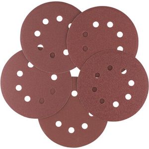 IRWIN Set Schuurschijven 5PCS excentrisch diameter 150mm met klittenband, 1x K60, 1x K80, 2x K120 en 1x K180.
