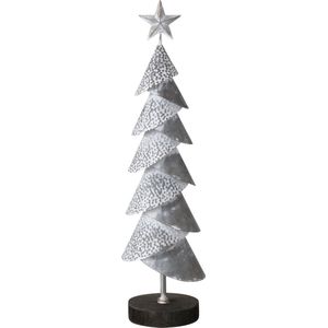 Mooie kerstboom van zink op een zwart voetje 56 cm