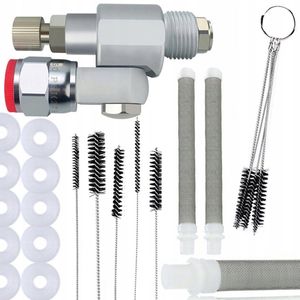 Rosfix CleanShot-ventiel voor verfspuit + 10x afdichting + reinigingsborstels + 2x wit vingerfilter 60 mesh