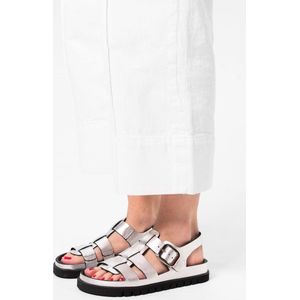 Sacha - Dames - Zilveren leren chunky sandalen - Maat 37