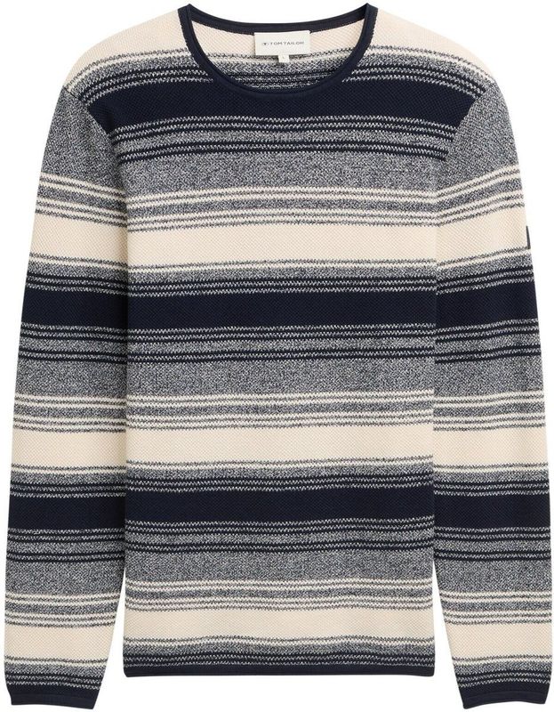 TOM TAILOR - Trui - Donkerblauw/Wolwit - Knitwear - Lange Mouw