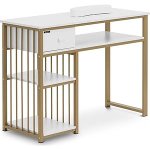 physa - Nageltafel - IJzeren frame - Wit/Goud - Lade