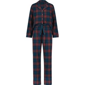 Hunkemöller Dames Nachtmode Pyjamaset Twill - Blauw - maat XL