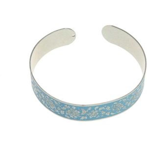 Behave Klem armband blauw met bloemen patroon 17.5 cm