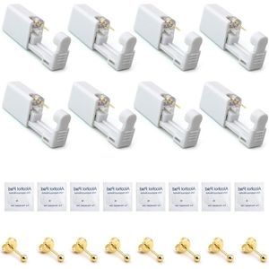 Allecto Plus - Oorpiercingpistool voor veilige en pijnloze oorpiercings met wegwerp oorpiercinggereedschap in goud - 8 stuks