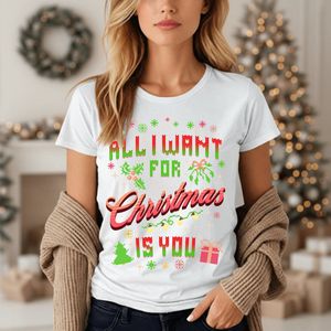 Unisex T-Shirt - All I Want for Christmas - Kleur wit - Maat XL - Perfect voor wie gelooft dat liefde het mooiste kerstcadeau is