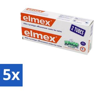 5 x Elmex Junior Tandpasta - Bescherming & Versterking voor Blijvende Tanden - Set van 2 x 75ml - Olafluor - Blijvende Tanden - Kinderdental - Tandenpoetsen
