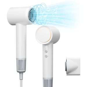 Crrynuo Haardroger - High-Speed Lichtgewicht Föhn - Ionen Haardroger - Professionele Haardroger 1 Stuk Met 8 Modellen Snelle Droging Wit