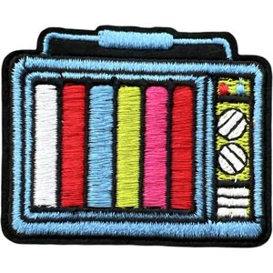 TV Draagbare Radio Toestel Strijk Embleem Patch 6.7 cm / 5.5 cm / Roze Blauw Groen Roze Rood Zwart