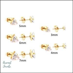 Aramat Jewels Oorbellen - Zweerknopjes Zirkonia Oorbellen Driehoek - Roestvrij staal - Mannen - Kinderen - 3