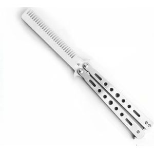 Vlinderkam - Uitvouwbare kam - Vlinder Mes Kam, Butterfly Comb Silver - Fidget Kam -LOUZIR