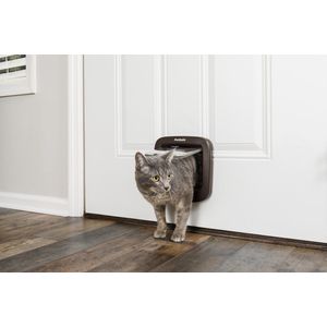 PetSafe® Manual Locking Cat Flap met 4-standen - Wit of Bruin - Voor Katten tot 7 kg - Bruin