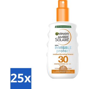 Garnier - Ambre Solaire - Invisible Protect Refresh - Transparante Bronze Zonnebrandspray - SPF 30 - 200 ml - Bulkverpakking - 25 stuks