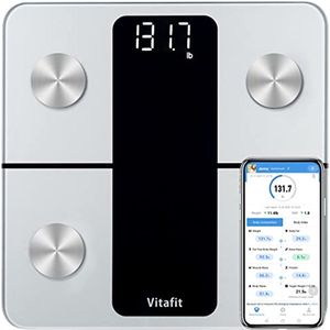 Digitale Lichaamsvetweegschaal met Bluetooth en App - Analyseweegschaal voor Lichaamsvet, BMI, Spiermassa