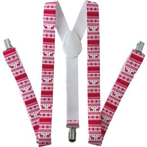 3BMT® Kerst Bretels Heren - Wit - Rood - Bretels voor je Kerstoutfit