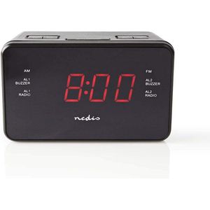 Digitale Wekkerradio met Tijdprojectie en Snoozefunctie - AM/FM Radio - 2 Alarmen - Zwart