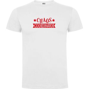 Wit T-Shirt met “Chaos Coordinator“ Afbeelding Rood Maat 3XL