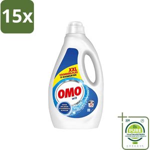 15 x Omo - Vloeibaar Wasmiddel - Wit - Hygiënisch schoon - 75 Wasbeurten - Grootverpakking - Wasmiddel - Wit Was - Vloeibaar Wasmiddel - Reiniging - Vlekkenverwijderaar