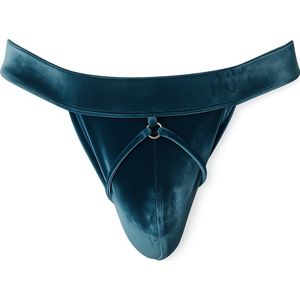 Vaux Velvet Crush Double Y Thong Sapphire - MAAT S - Heren Ondergoed - String voor Man - Mannen Thong