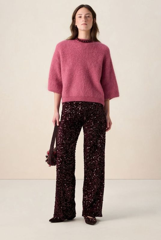 Sissy-Boy - Donkerrode broek met pailletten