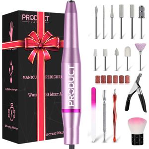 ProductPlanet® Elektrische Nagelvijl Lite Edition - 20000 RPM - Nagelfrees - Manicure en Pedicure Set - Inclusief 11 Bitjes & 100 Schuurrolletjes - 6 Extra Accessoires - Roze