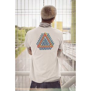 Sportshirt - Perspective - Blue triangles - Wurban Wear | Streetwear | freerun kleding | urban sports | tshirt | wit