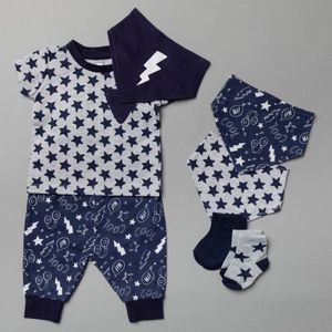 Lily & Jack - 7-delig setje - sterren / bliksem print - maat 0-3 M - maat 56/62