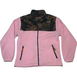 Trail Crest Fleece Jacket Women's Pink Camouflage Full Zip, Medium size.