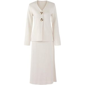 Trendyol Ecru Gouden Gebreide Rokpak Met Knopen Tctaw26Us00011