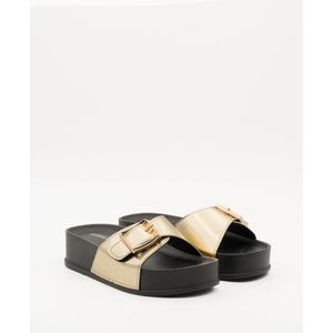 Dames Espadrilles, Slippers - Goud - Imitatieleer - Maat 36 -