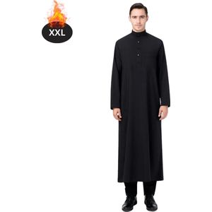 Bovista Islamitische Kleding - Djellaba Heren - Moslim Kleding - Arabisch Mannen Kaftan - Alhamdulillah - Zwart XXL