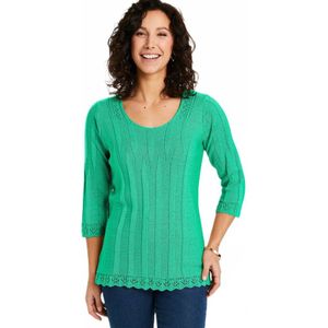 Korte opengewerkte trui met ronde hals