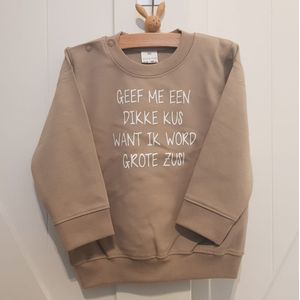 Sweater trui voor kind meisje - Big Sister - Maat beige wit zand 74 - Ik word grote zus - Zwanger - Geboorte - Gezinsuitbreiding - Aankondiging - Cadeau - Zwangerschapsaankondiging - Girl