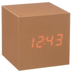 Gingko Cube click clock Alarmklok - Koper/LED Rood