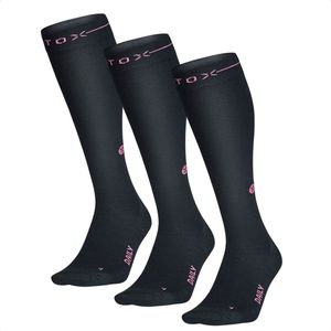 STOX Energy Socks - 3 Pack Everyday sokken voor Vrouwen - Premium Compressiesokken - Kleur: Zwart/Fuchsia - Maat: Medium - 3 Paar - Voordeel - Mt 38-40