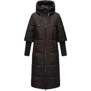 Warm & Waterafstotend Marikoo CIAO MIAU - Lange Gewatteerde Winterjas Dames - Volwassen - Capuchon - zwart - XXL