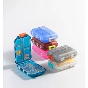 Pillendoosje met 10 Vakjes – Medicijnendoos / Opbergdoos voor Pillen en Supplementen – Turkoois