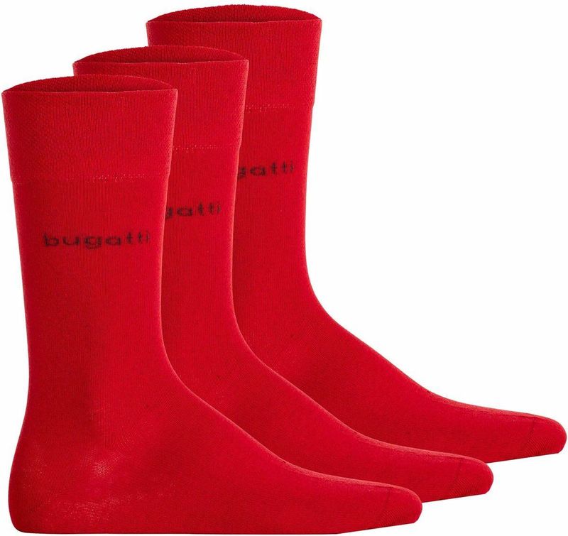 Bugatti - Sokken - Rood - Katoen - Set van 3 paar