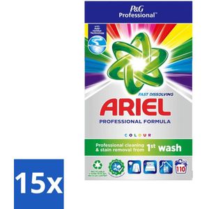 15 x Ariel Professional - Waspoeder - Gekleurde Was - 110 Wasbeurten - Gekleurde Was - Waspoeder - Vlekverwijdering - Kleurbehoud - Wasmachine