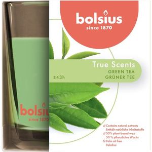 4 stuks Bolsius geurglas groene thee - green tea geurkaarsen 95/95 (43 uur) True Scents