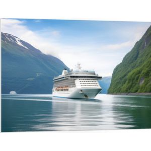 PVC Schuimplaat - Groot Cruiseschip op het Water - 100x75 cm Foto op PVC Schuimplaat (Met Ophangsysteem)